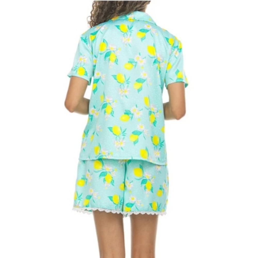 Flora by Flora Nikrooz Womens Citrus Satin Notch Collar PJ Set NWT Sz L NWT - Picture 5 of 8